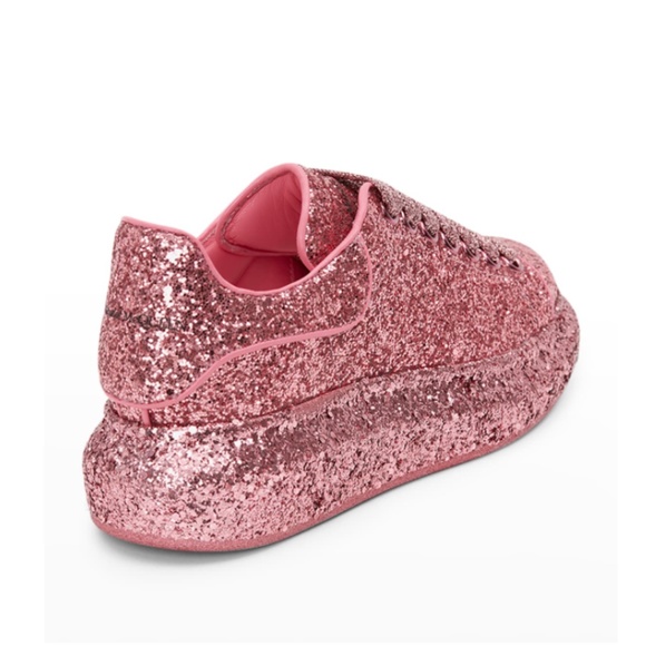 NIB $850 Alexander McQueen Glitter Oversized Sneakers in Printers Pink - 38 / 8 main image 0